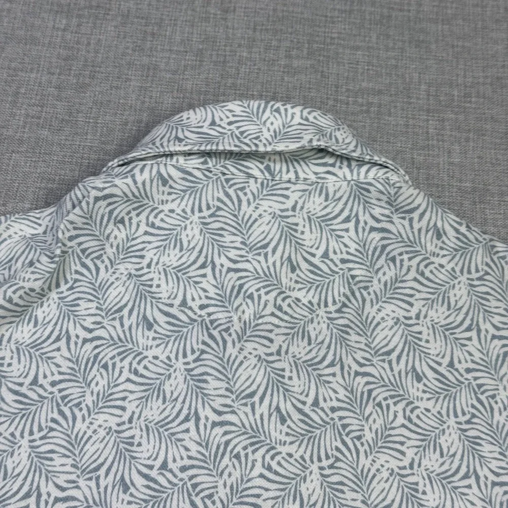 Faherty Reserve Movement Pique Polo Shirt Mens M White Floral Cotton